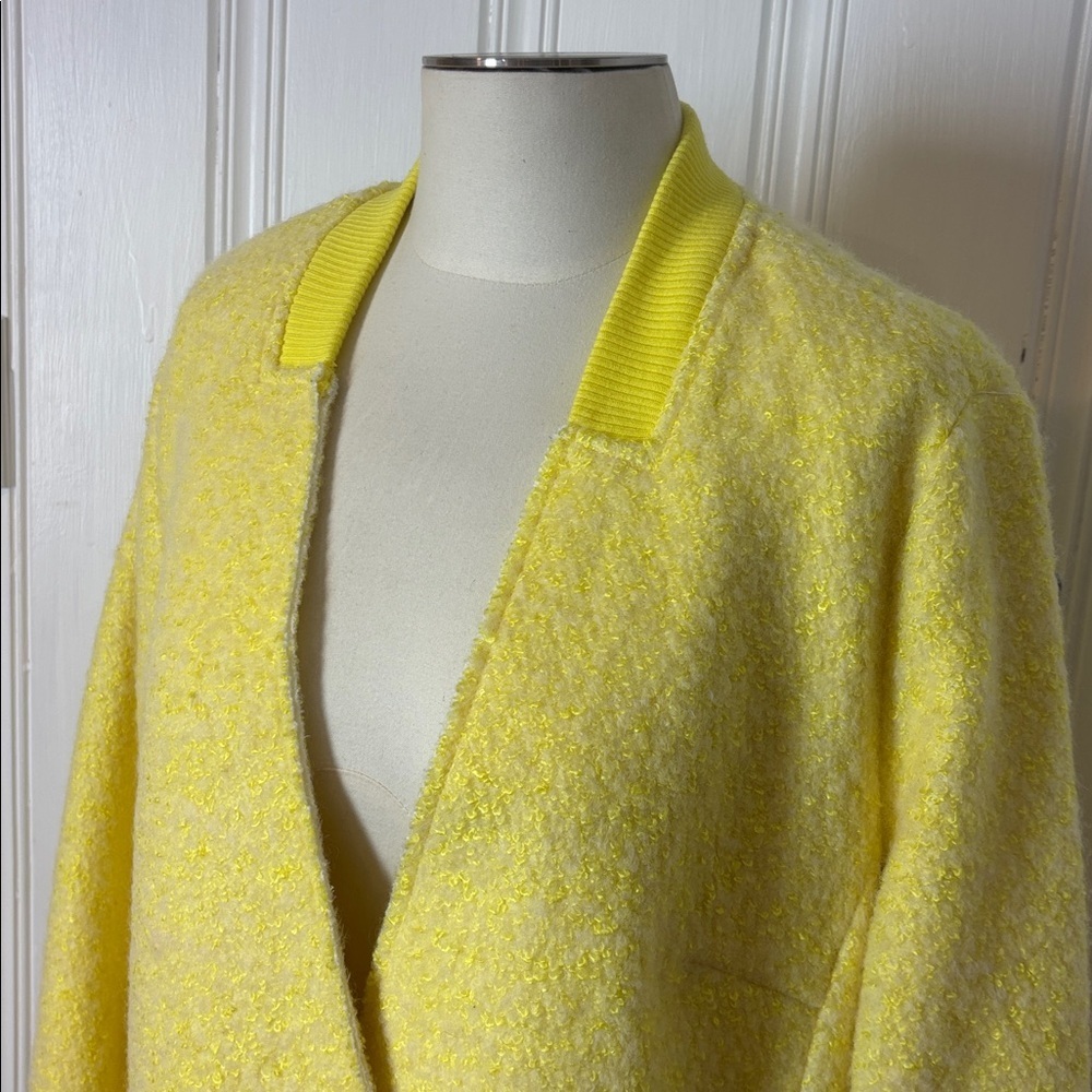 NWOT JOE FRESH Neon Yellow Bouclé Coat | Long Bomber Style | 1X